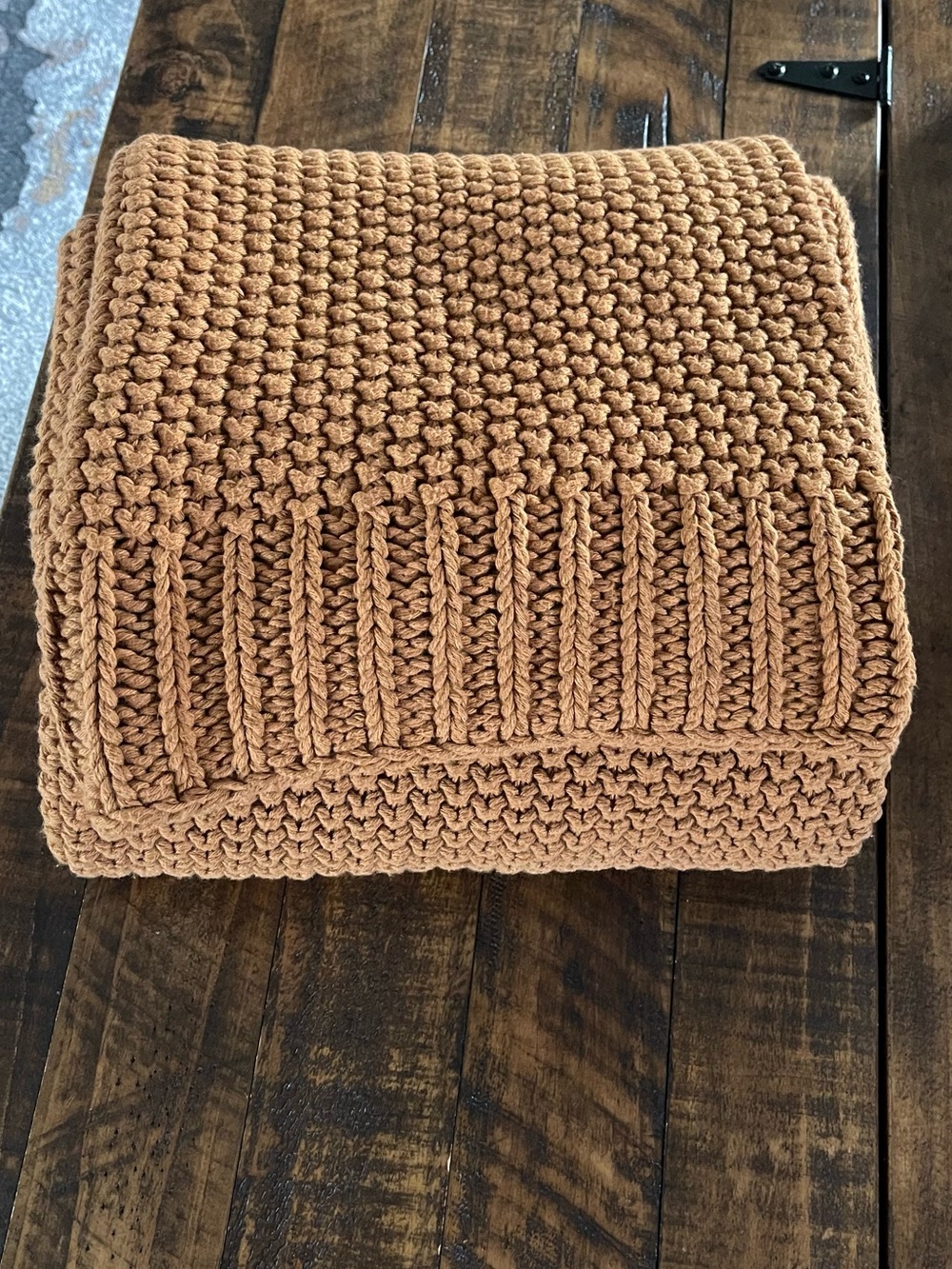 NWOT Quince Cotton Fisherman Throw, 50 X 60 (Amber)